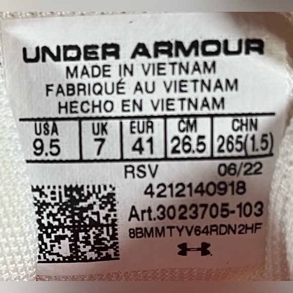 Under Armour Charged Breathe TR3 Womens Size 9.5 Training Shoes Sneakers White - Picture 9 of 10